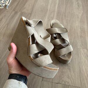 Pedro Garcia Wedge Sandals Size 38 Color Grey